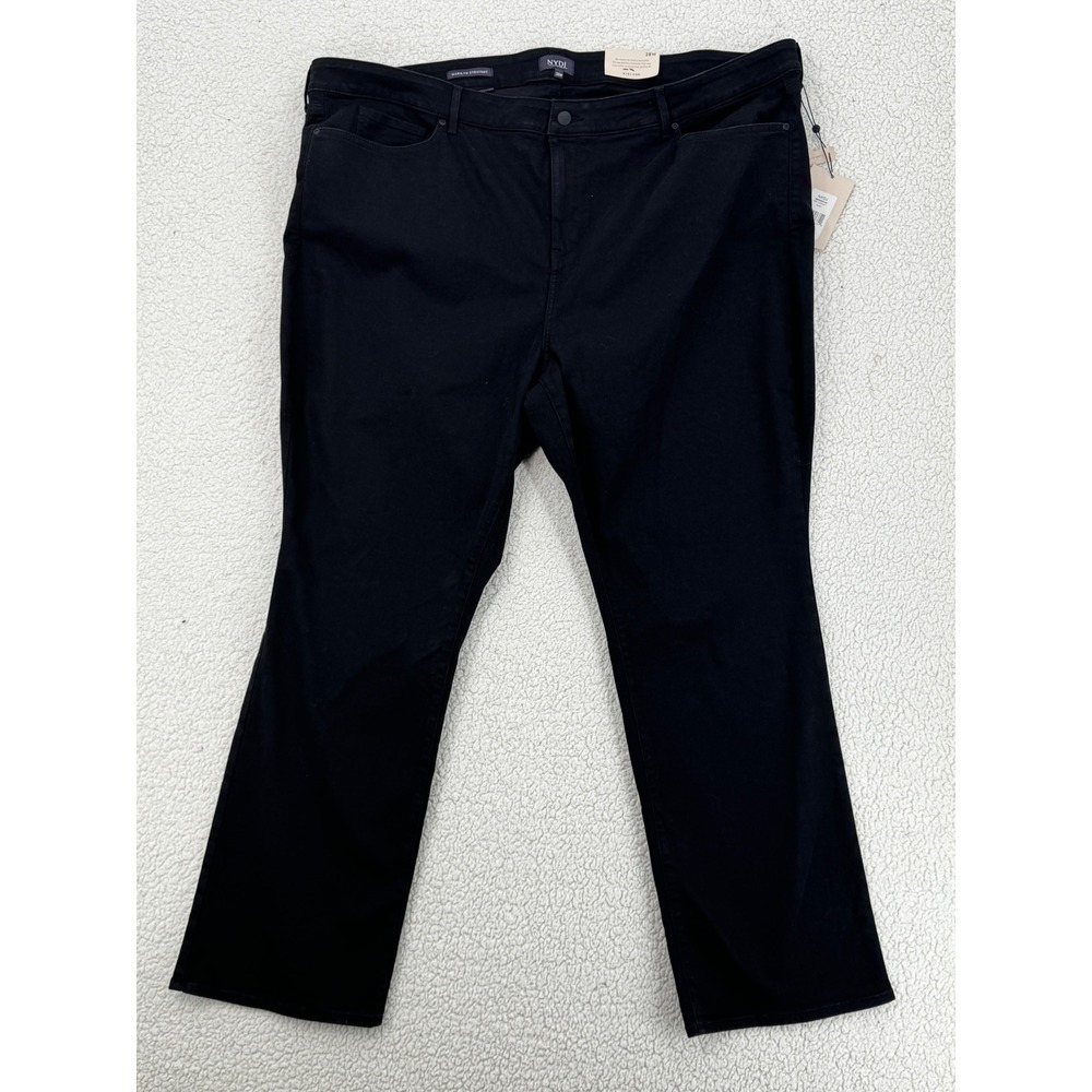 NYDJ Marilyn Straight Leg Jeans Woman Size 28W Black High Rise Denim NWT